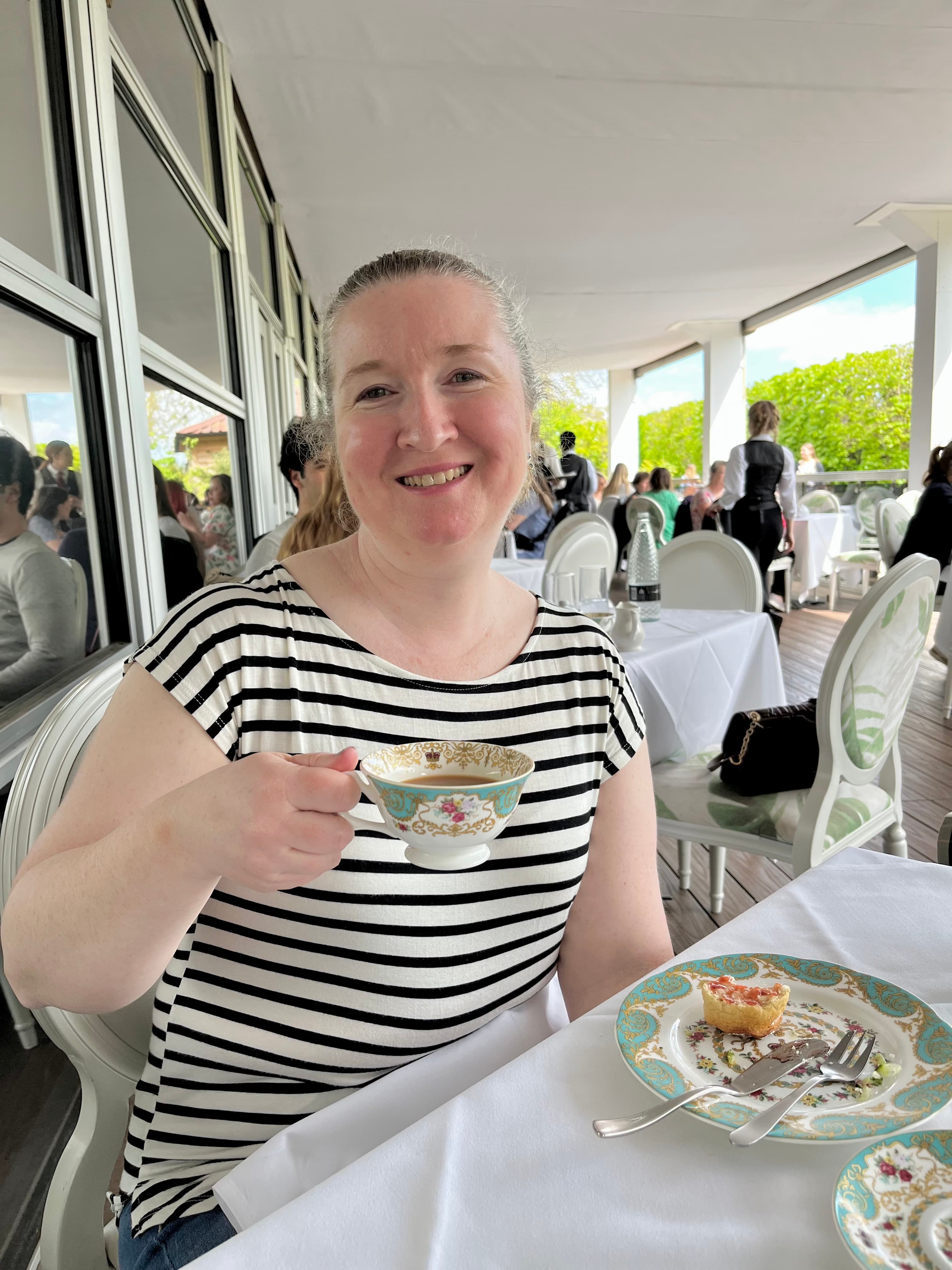 Enjoying a cup of coffee