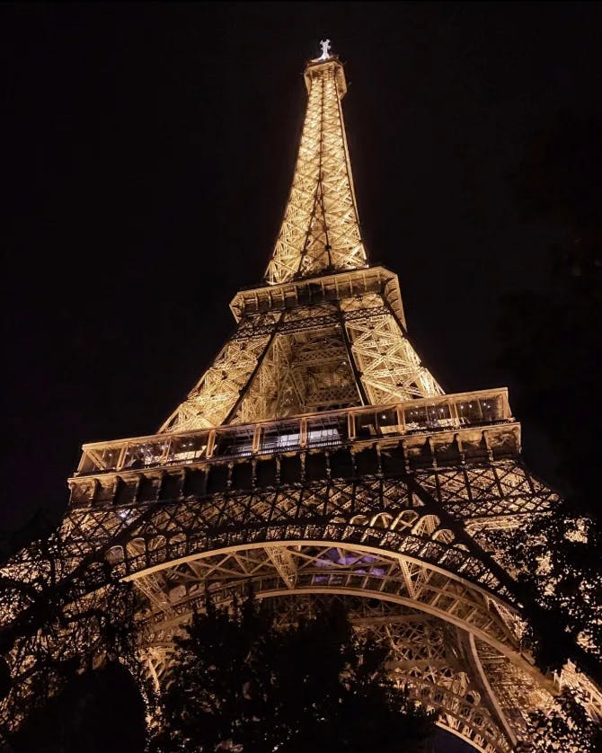Night view of The Eiffel Tower