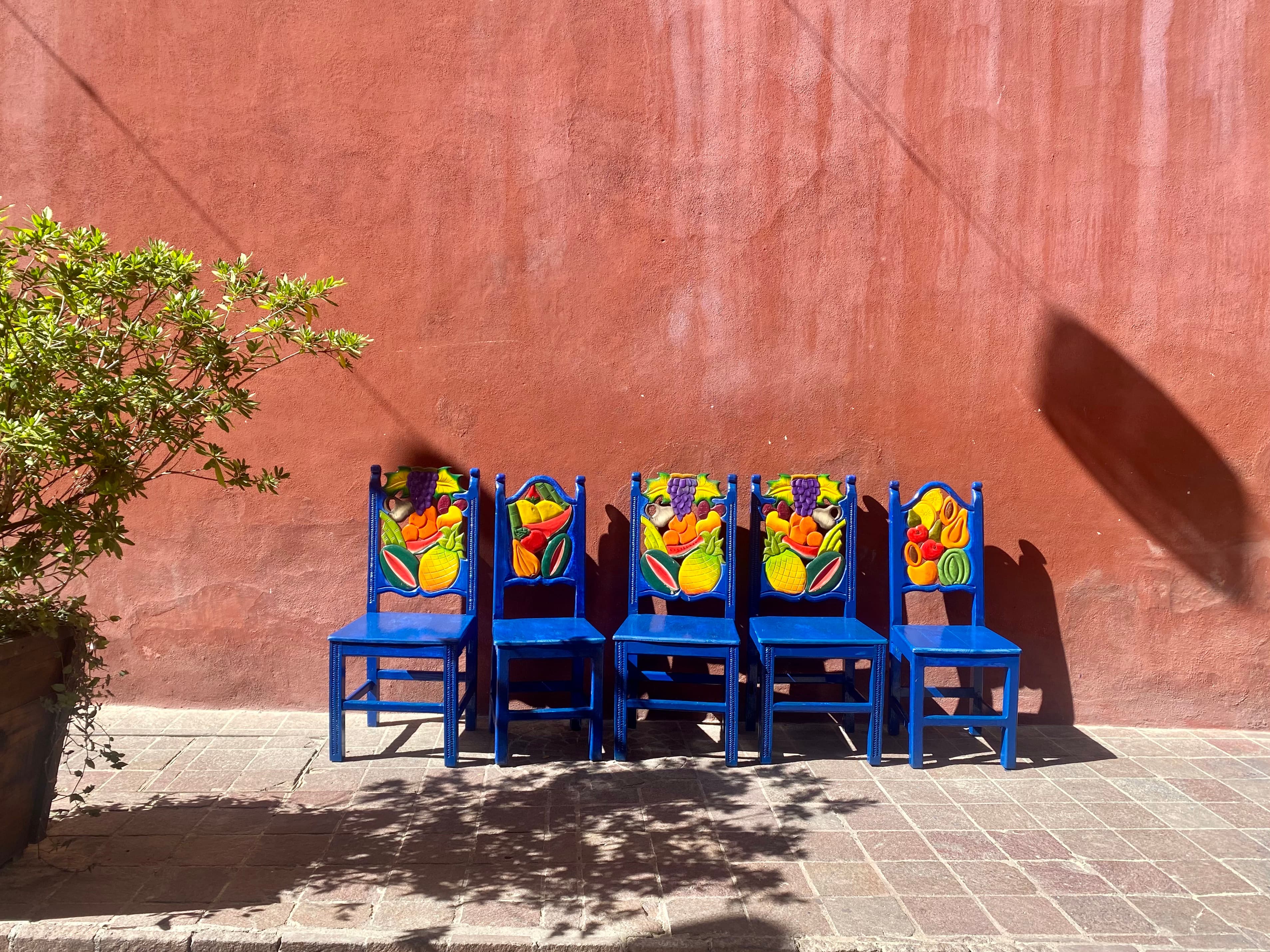 Colorful painted chairs
