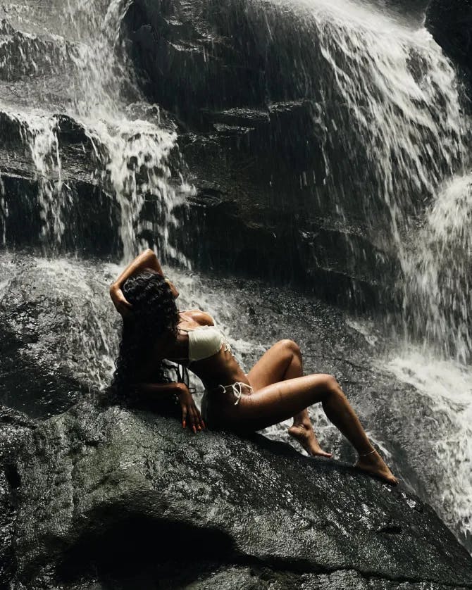 Picture of Mesha with waterfall