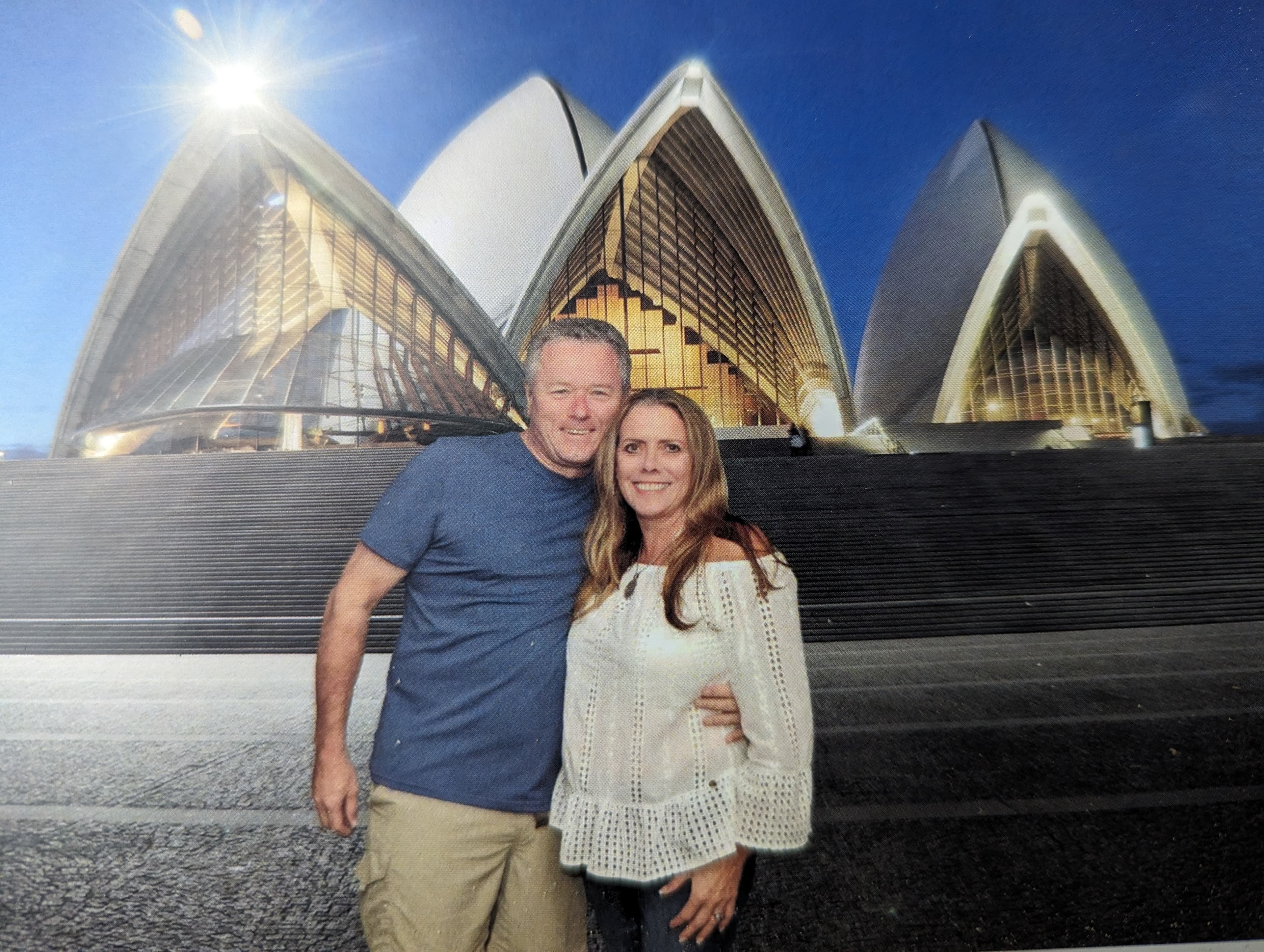 Posing for a picture with Sydney Opera House