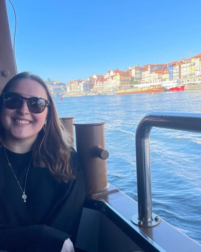 Travel advisor Nataliya Gowan on a boat