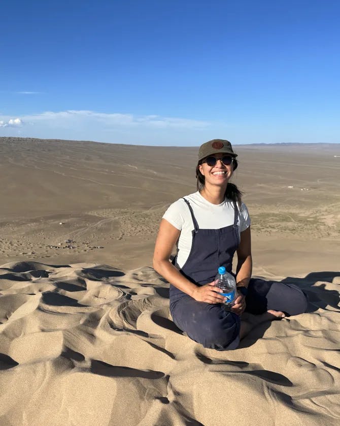 Janet in a desert