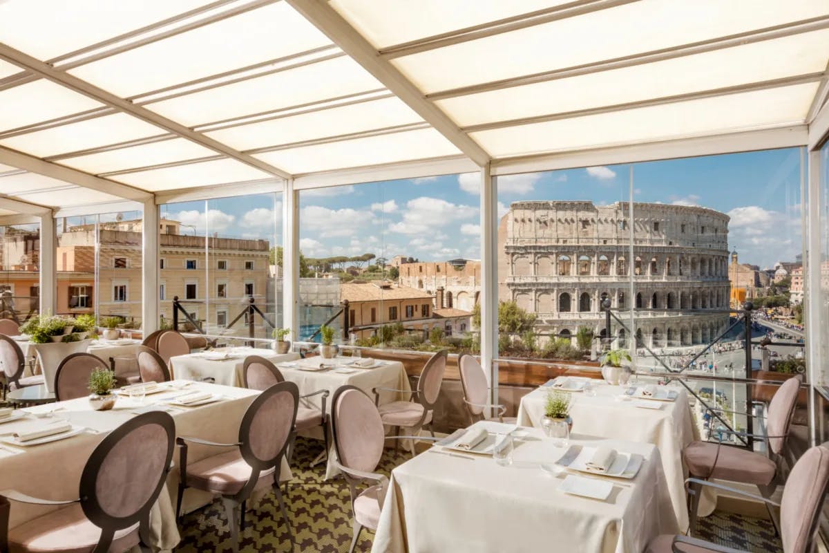 Aroma is an Italian restaurant with a tasting menu of refined pasta, meat & fish dishes, plus a view of the Colosseum.