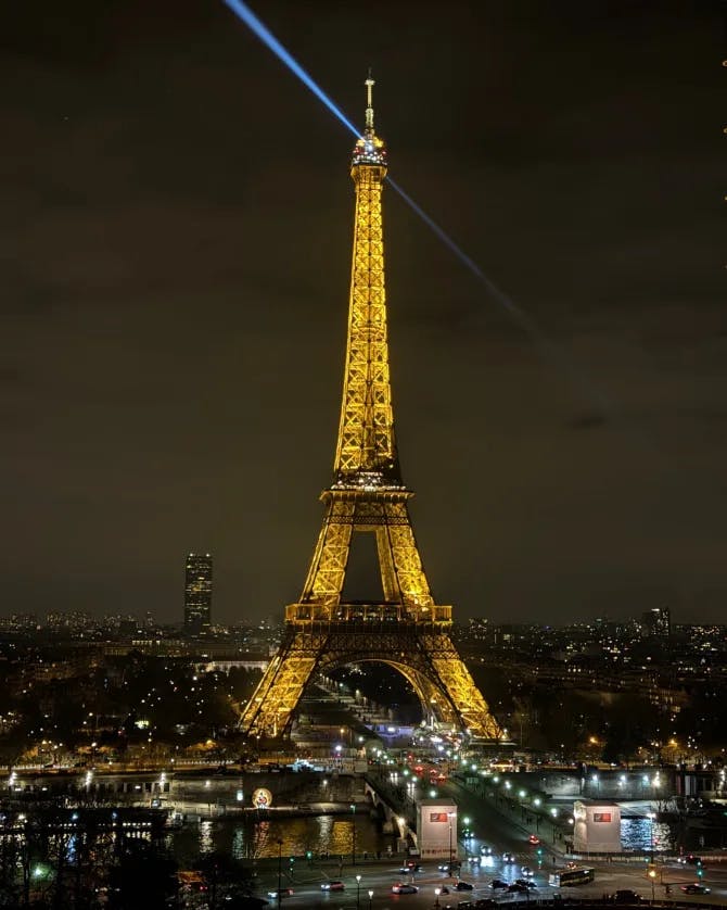 Night view of the Eiffel tower