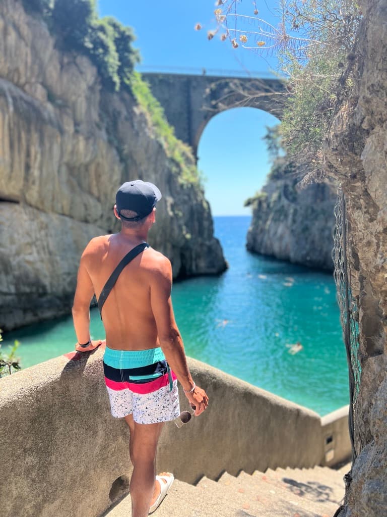 Picture of Luan on stairs alongside water