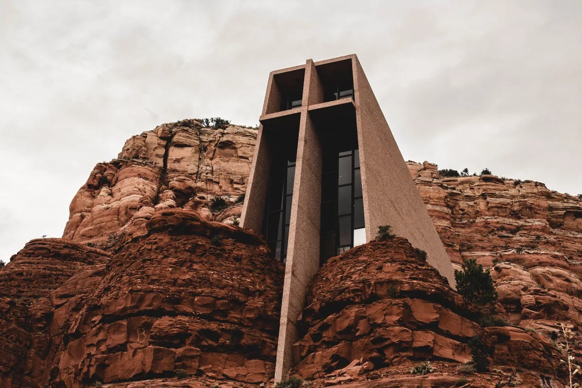 The Chapel of the Holy Cross in Sedona is a stunning architectural masterpiece, blending with the red rock landscape and offering a spiritual sanctuary with breathtaking views.