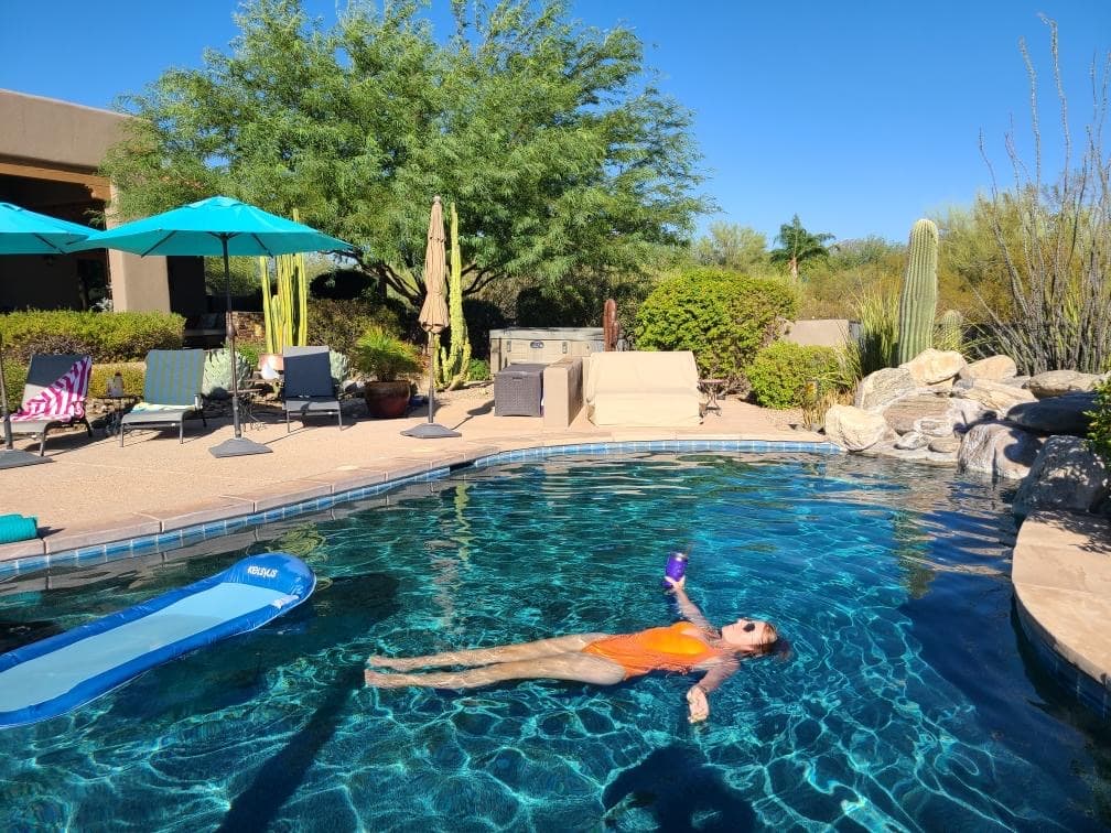 Floating in the pool