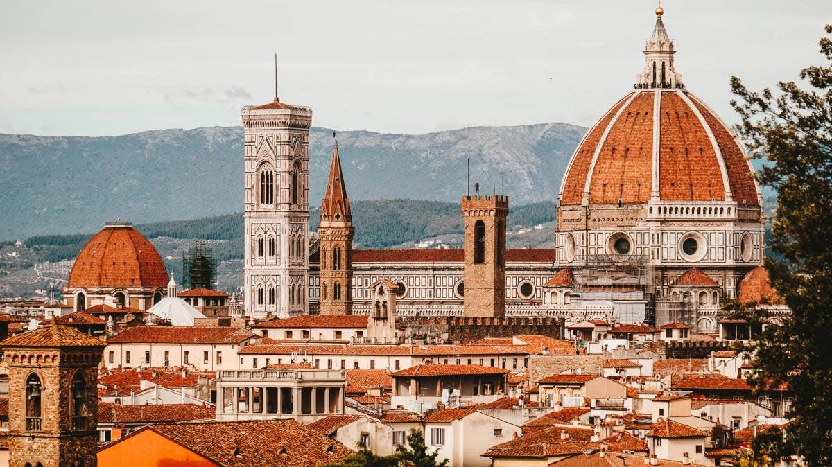 View of Brunelleschi's Dome in Florence Cathedral and the city.