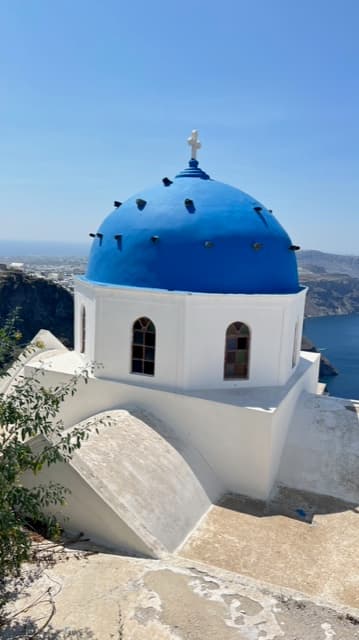 White and blue tomb in Greece
