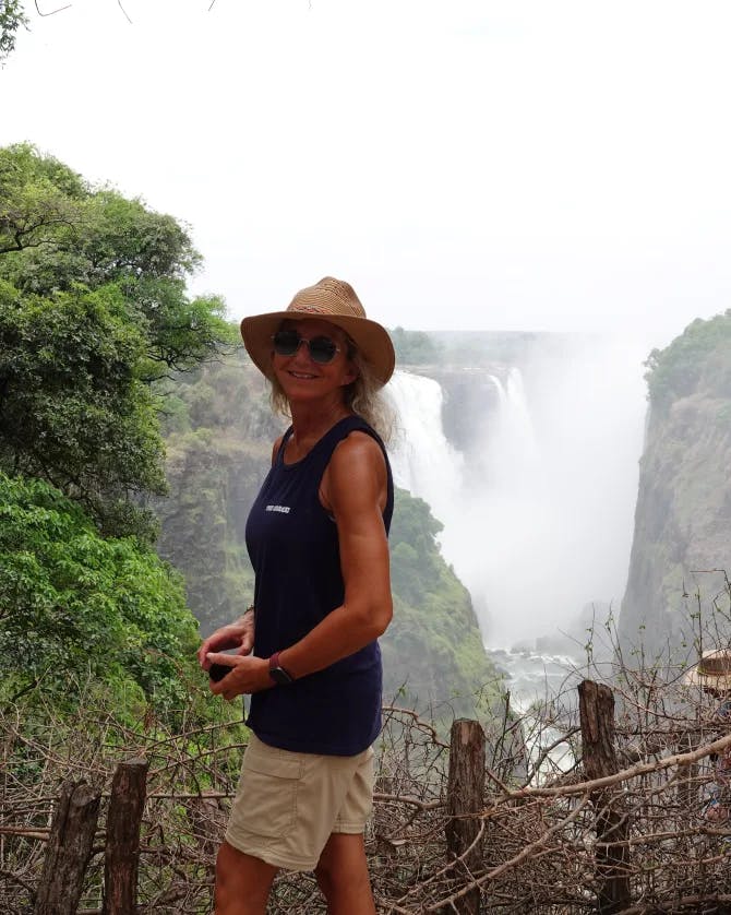 Picture of Tracy at Victoria Falls