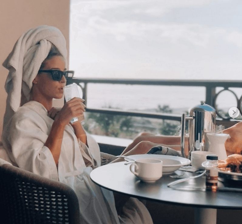 Picture of Sara in bathrobe