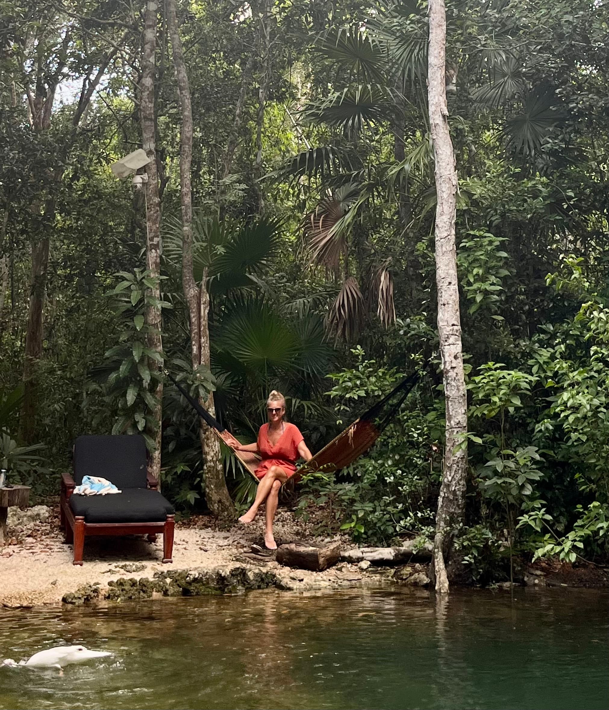 Sitting in a hammock