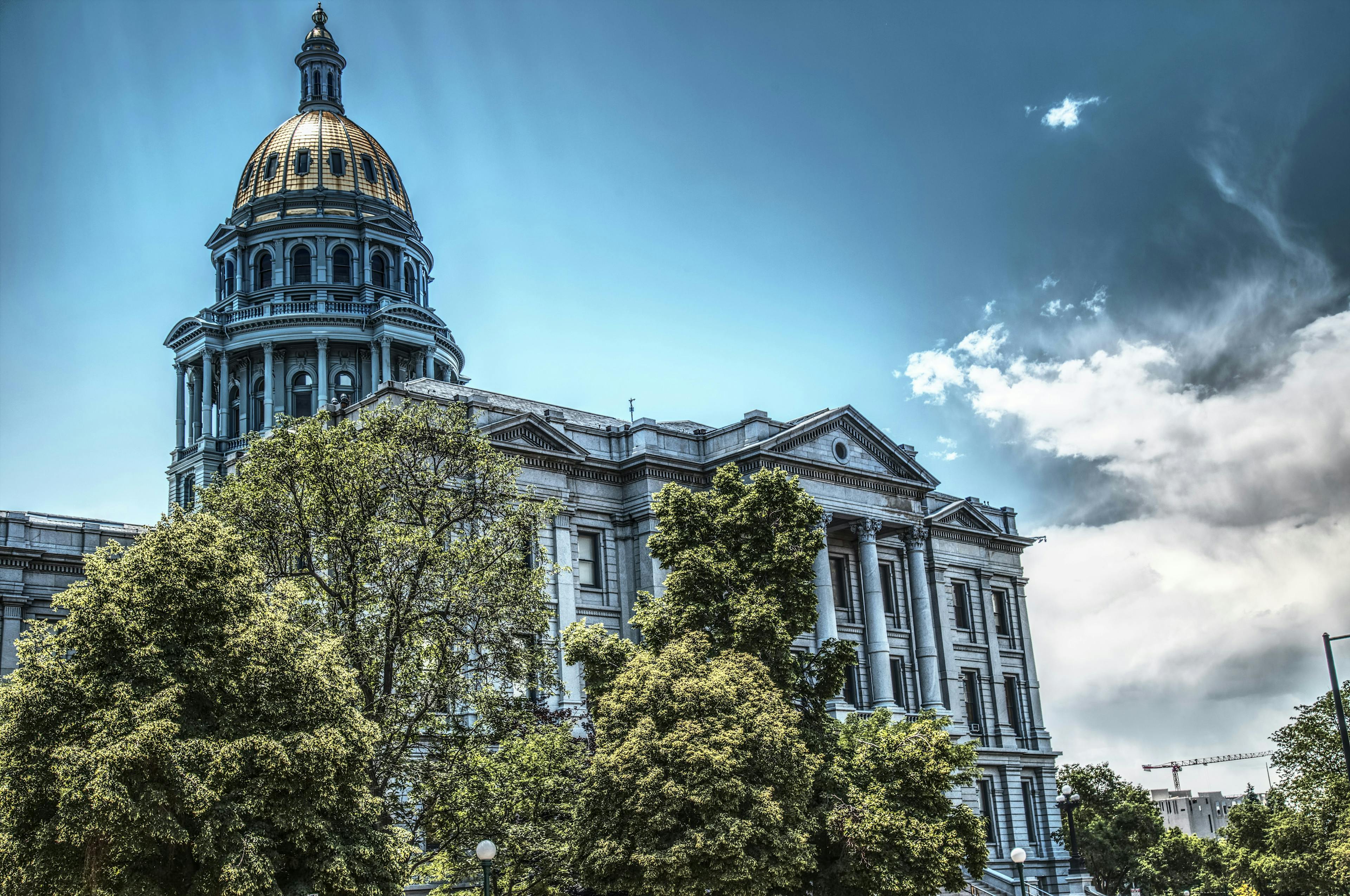 The Denver capitol building from a side angle on a sunny day.