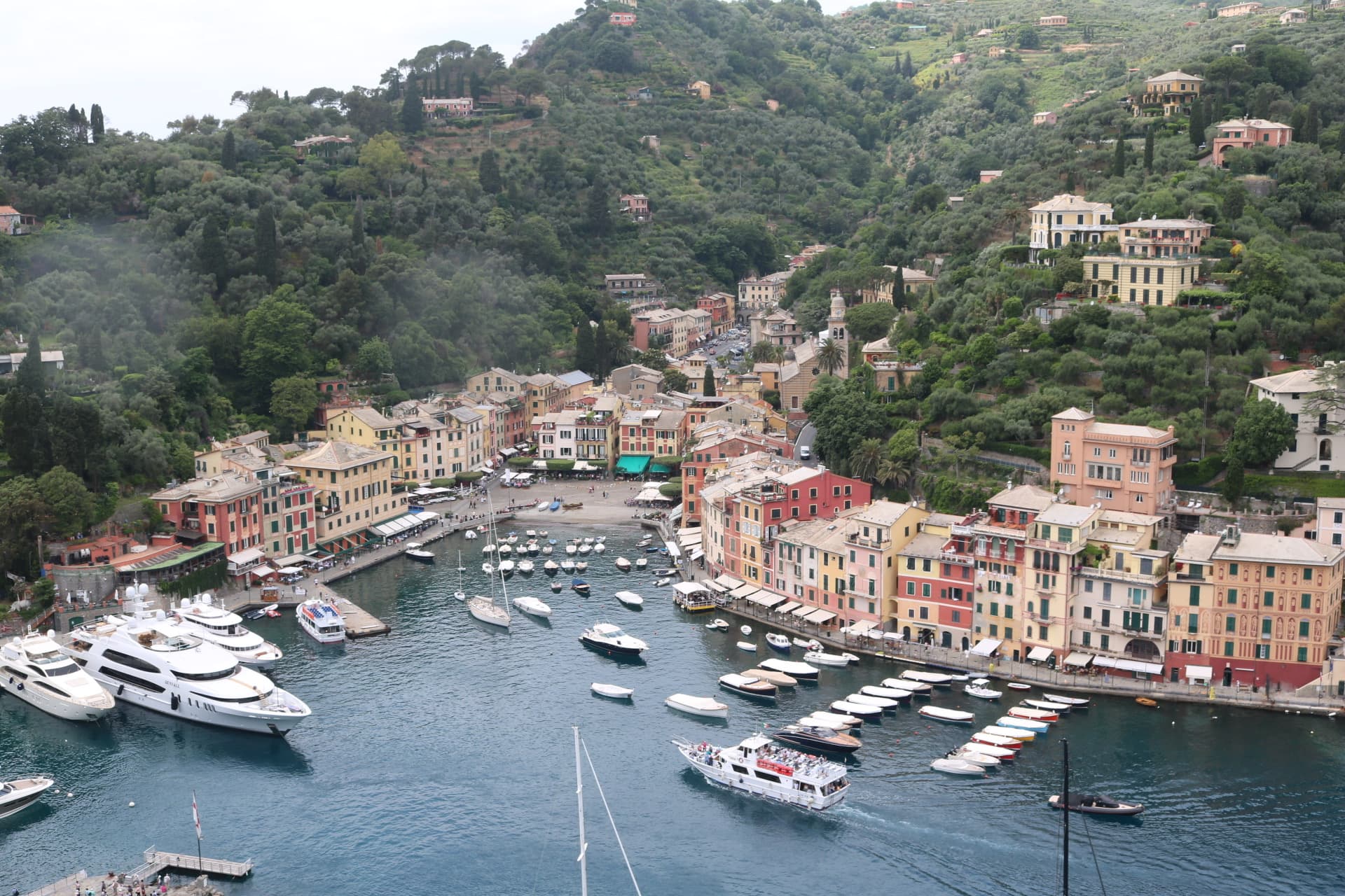 Boats parked in water