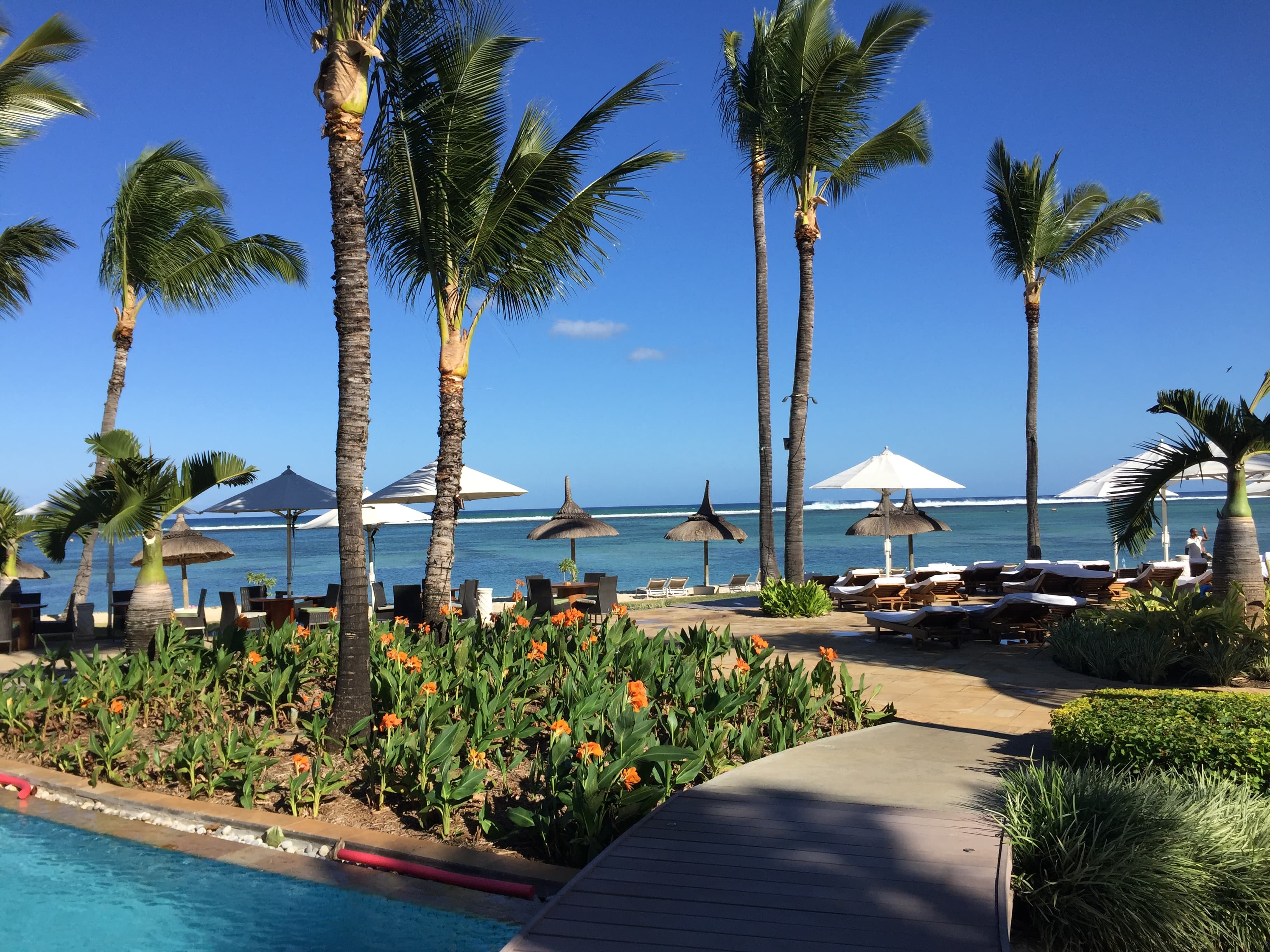 Sea and seaside view from a pool deck