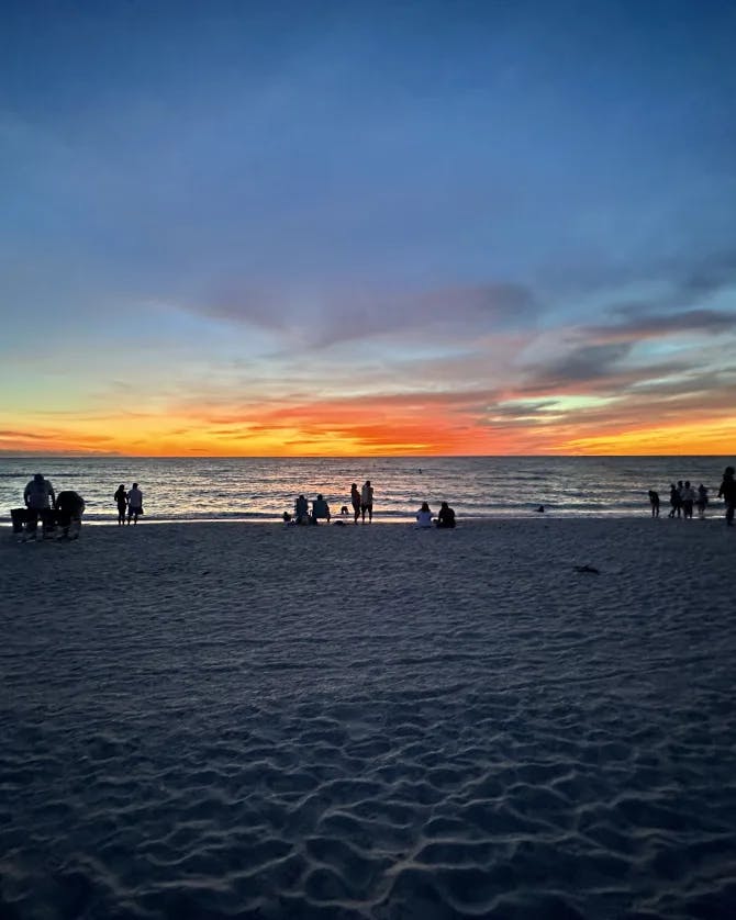 People enjoying sunset on the beach