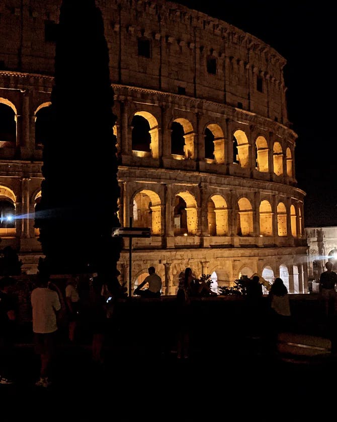 The view of the Colosseum during night