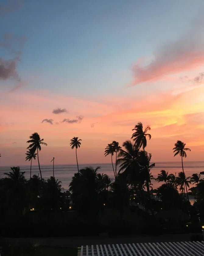 A beautiful picture of sunset at Sugar Beach, a Viceroy Resort