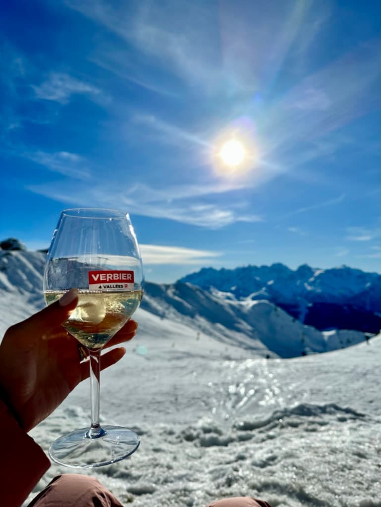 Image of a glass of drink under the bright sun