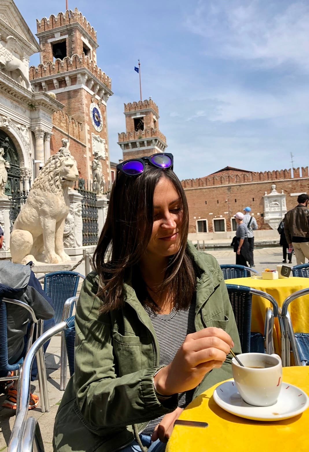 Travel advisor Kati Vervack having coffee