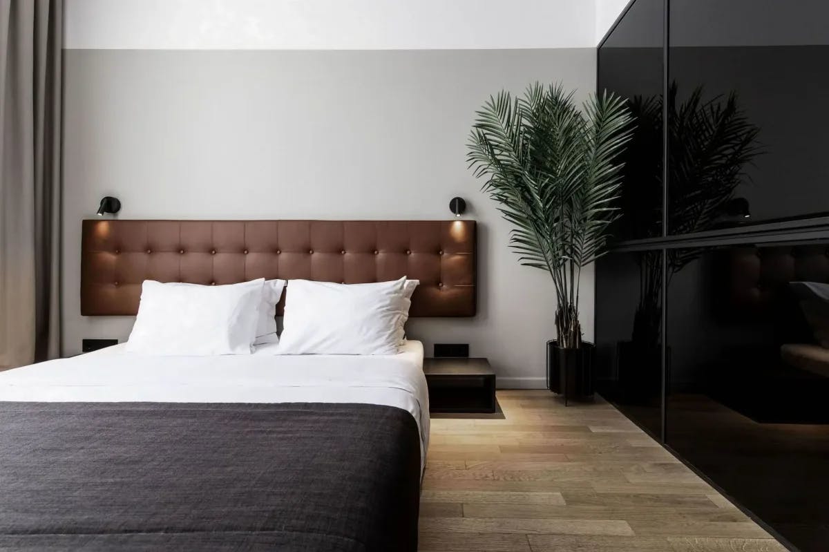 An ultra-modern suite at The Modernist Thessaloniki, with sleek decor and a cosmopolitan vibe