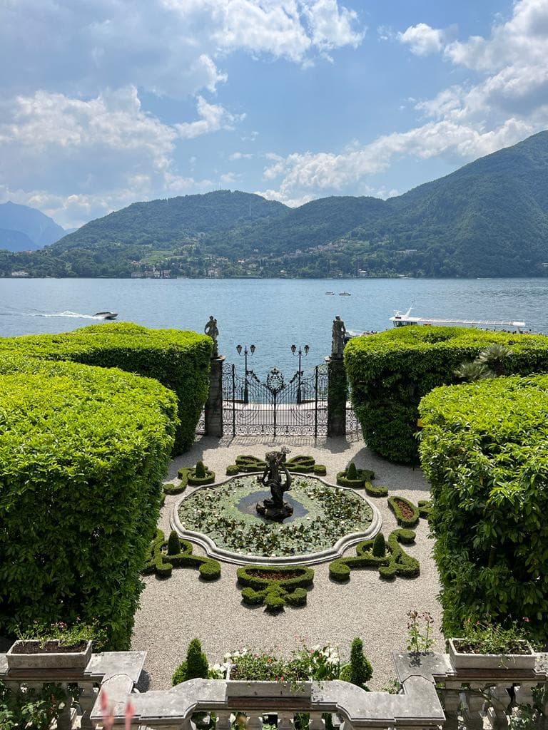 View of a valley, sea and mountains