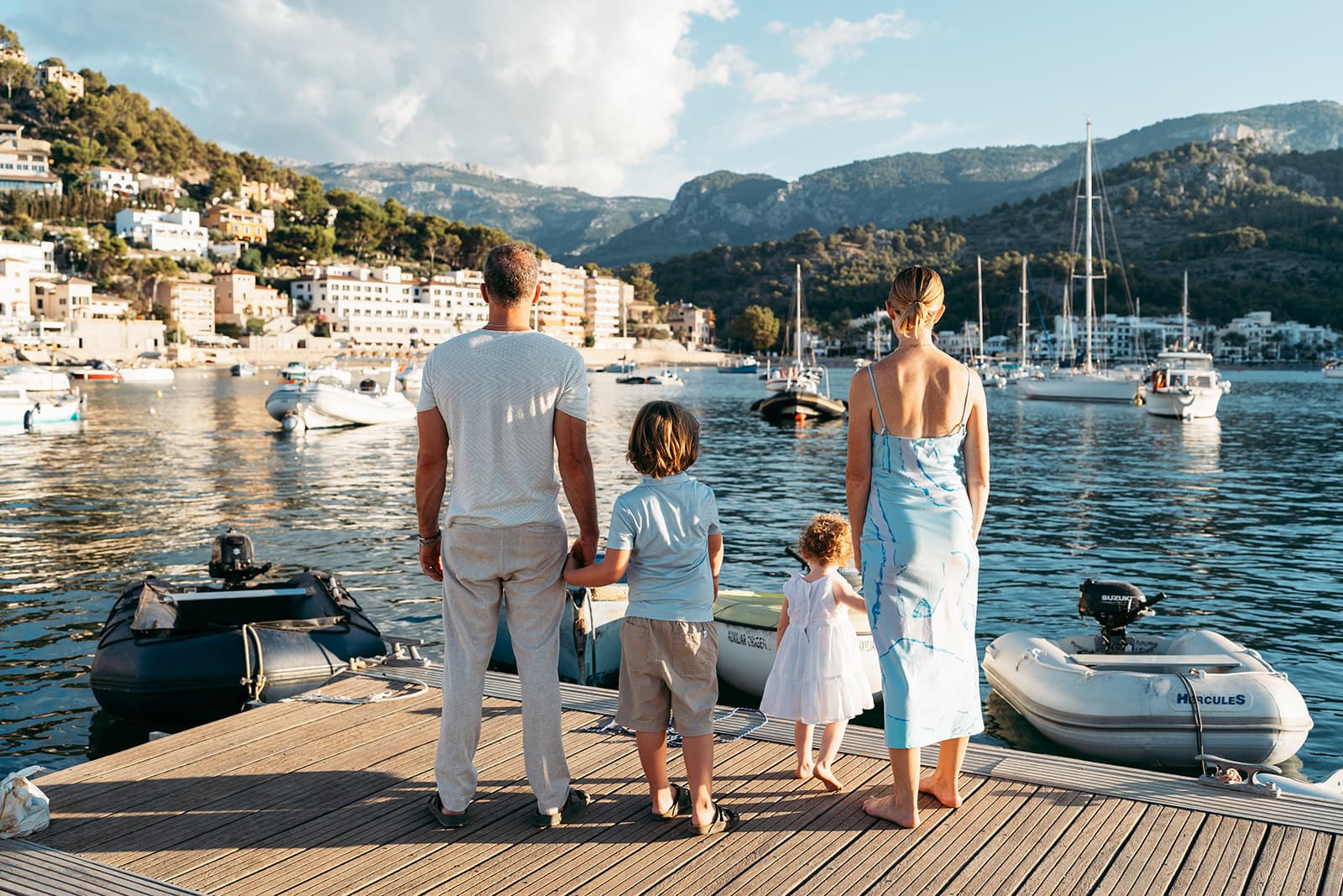 family photo on the docks