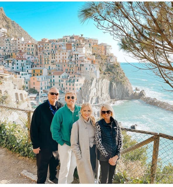 Beautiful family enjoying vacations in Greece
