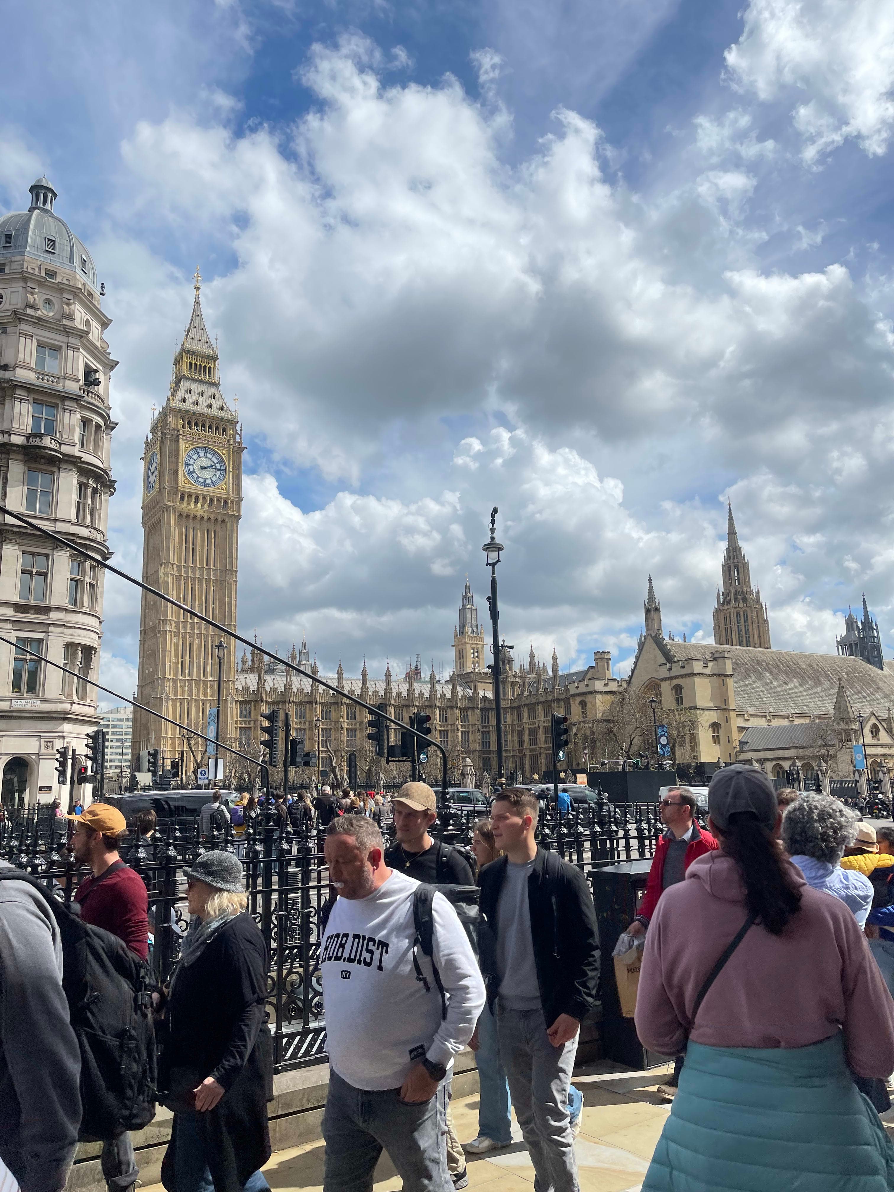 People walking around in London