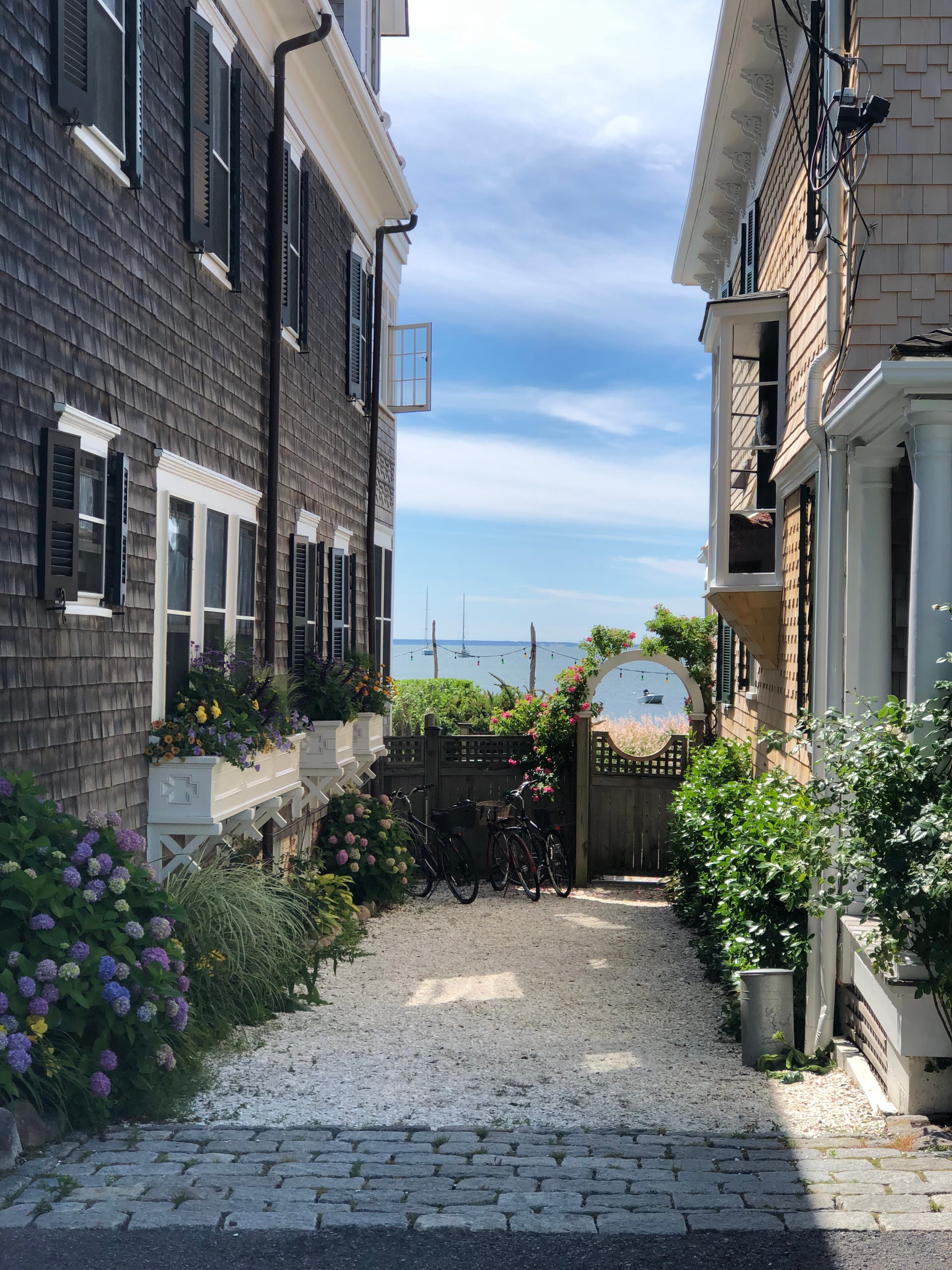 View of bicycles in the alley