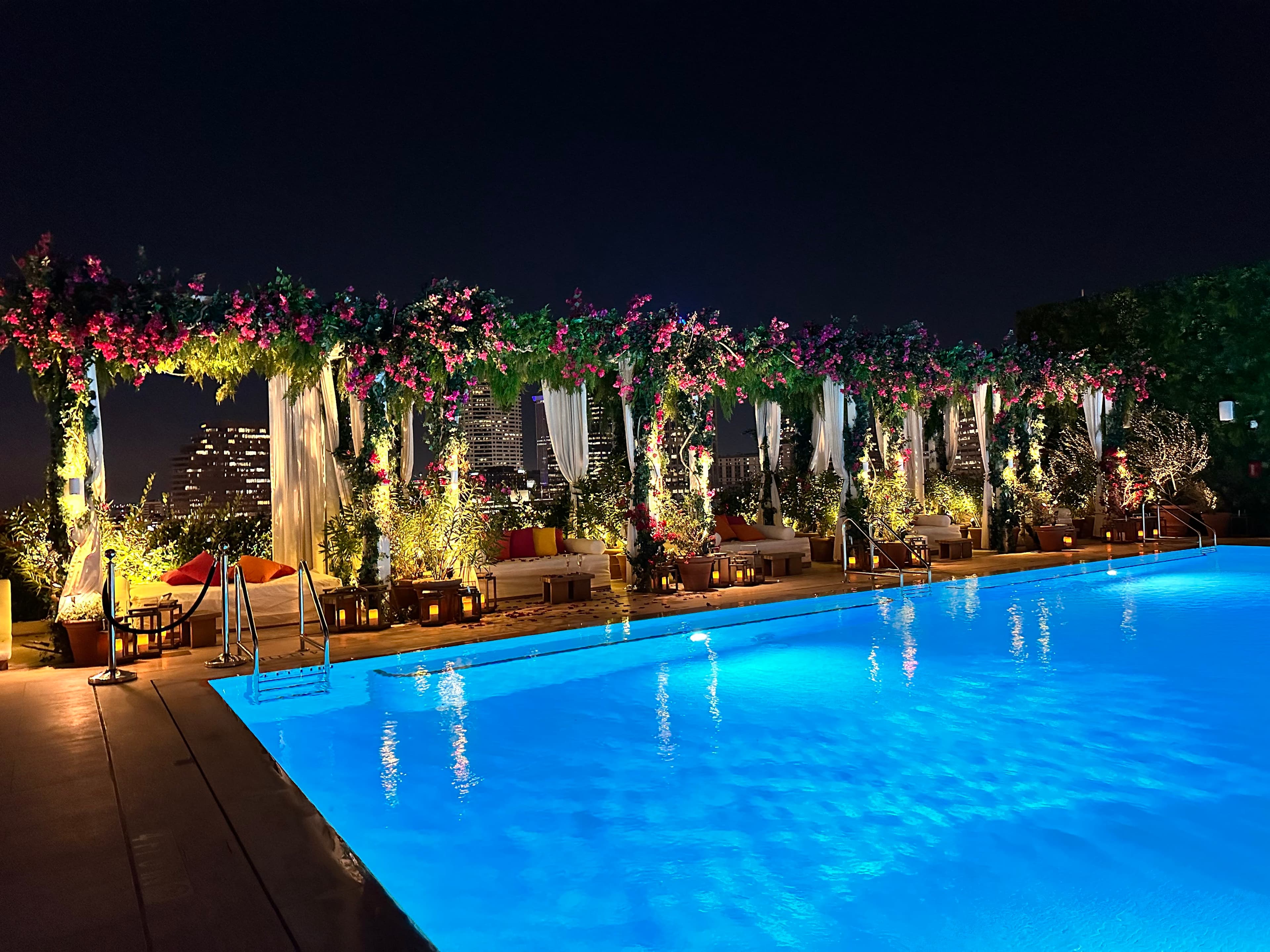 Beautifully decorated pool area