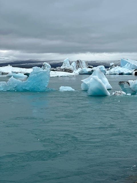 Frozen ice floating in the sea