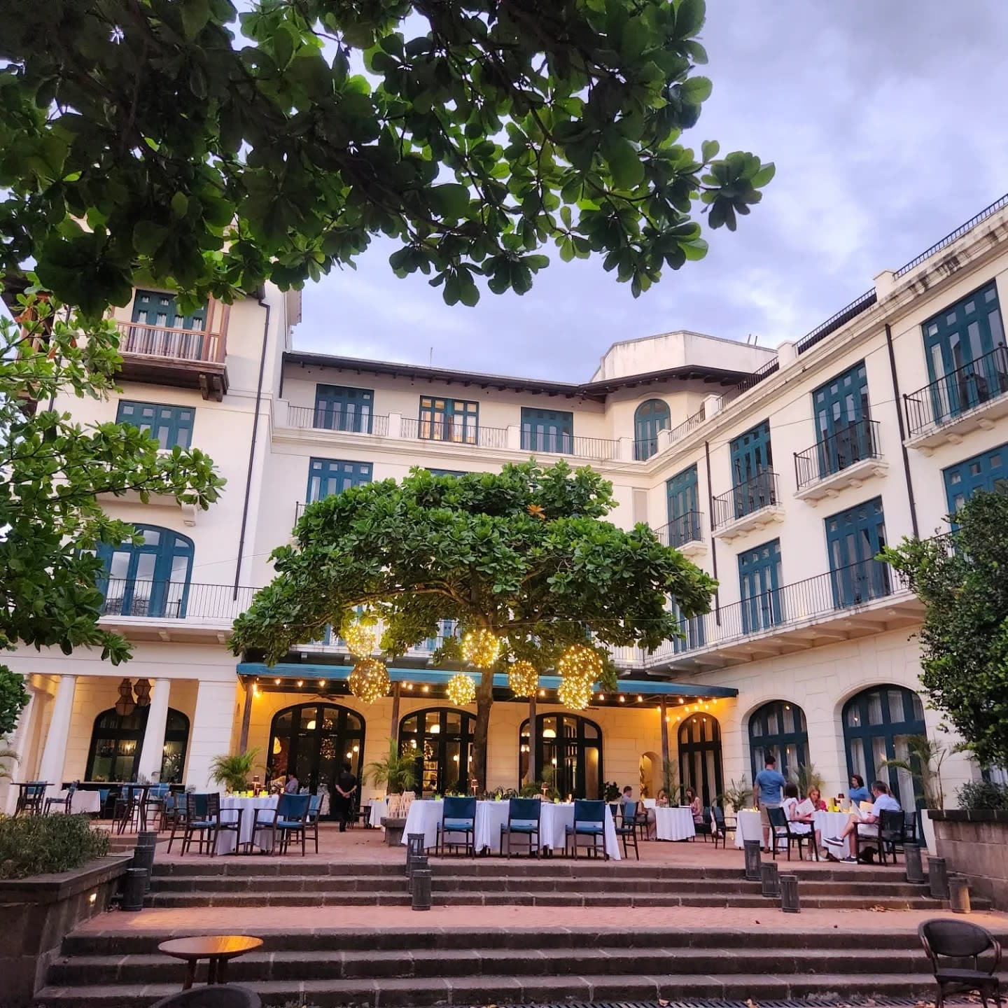 View of the outdoor dinning area of a hotel