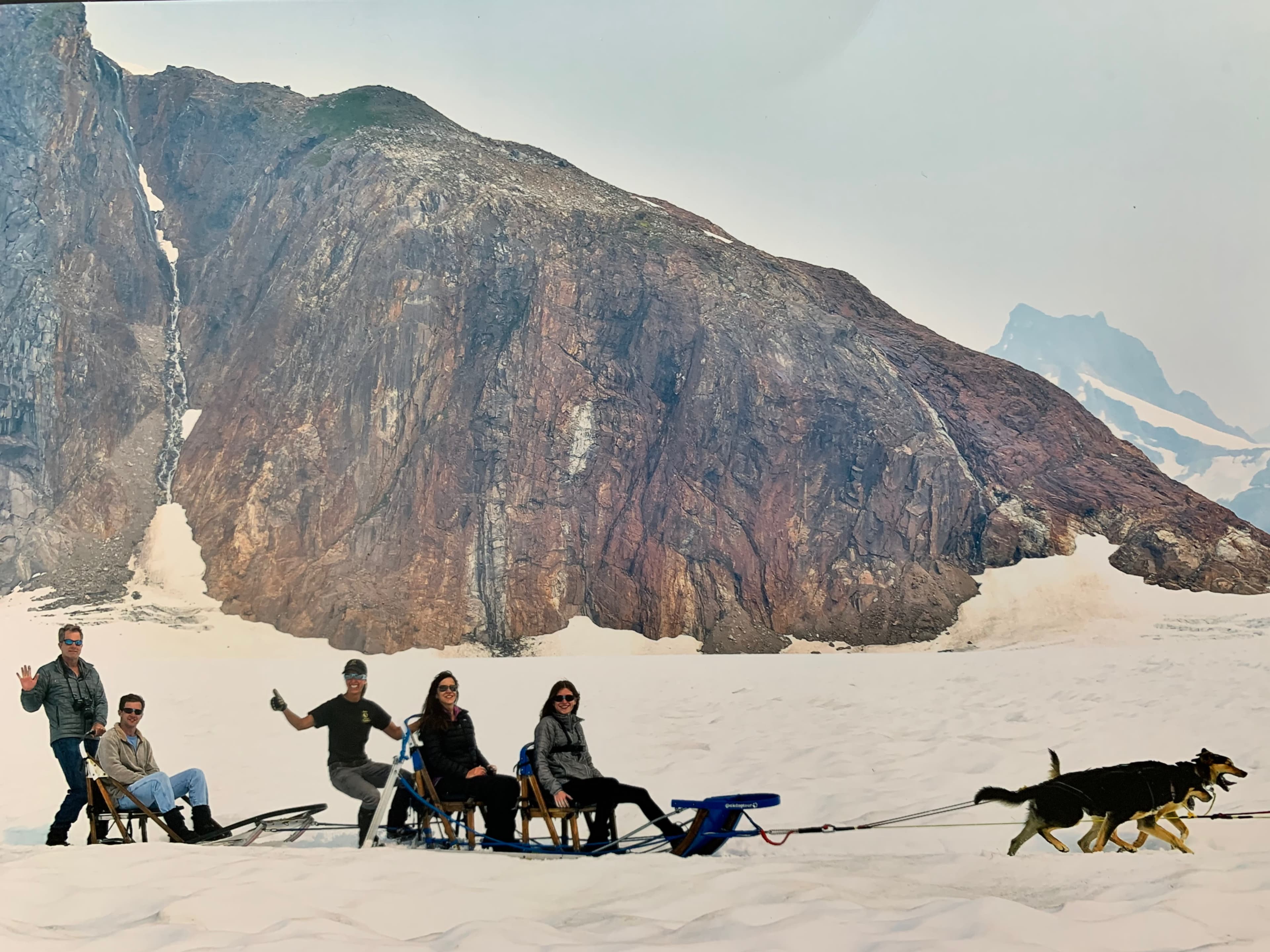 Taking a ride on a dog sled