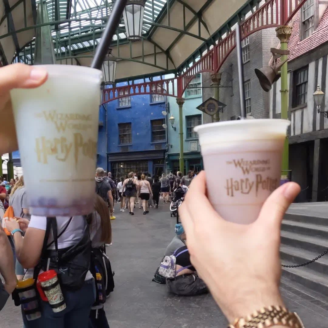 Beer in cup with harry potter written on it