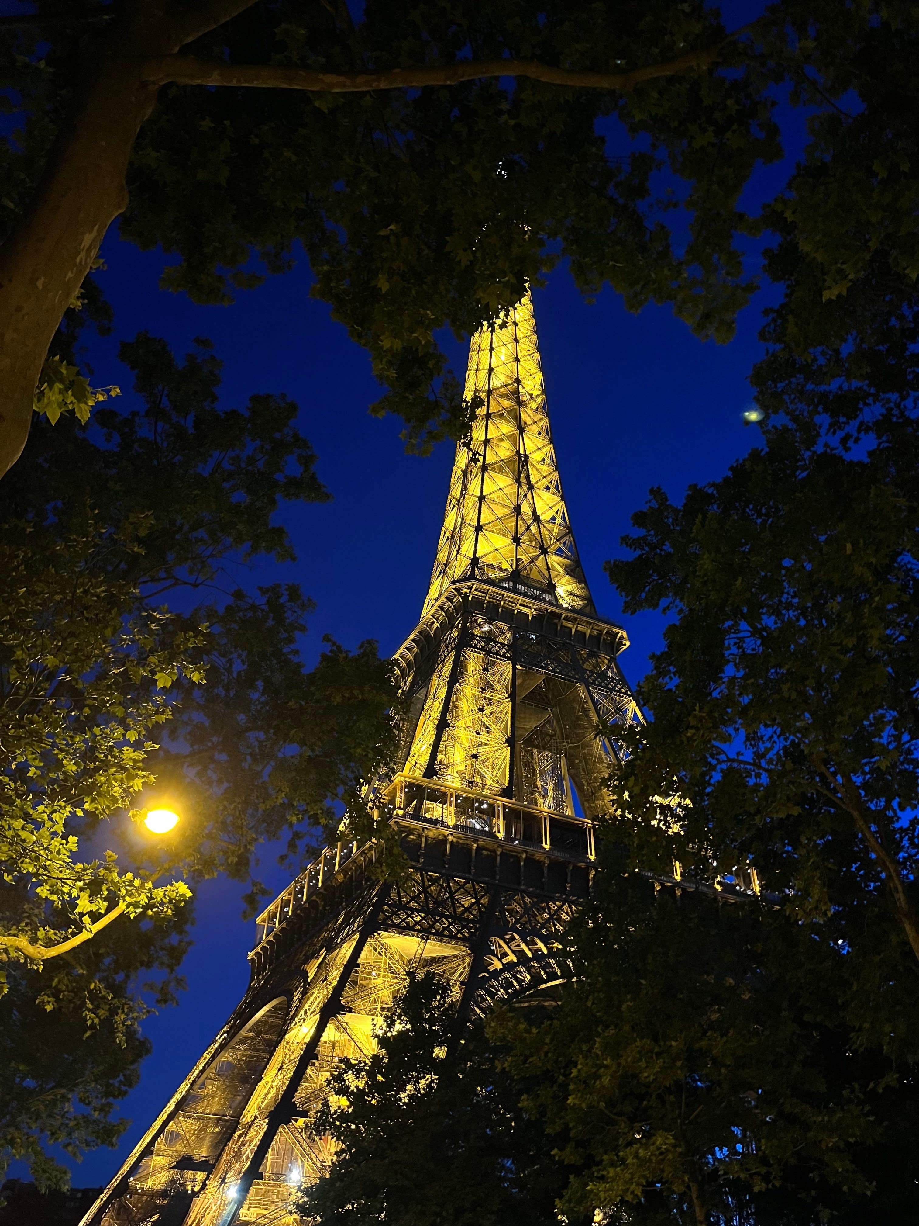 Beautiful night view of the Eiffel Tower illuminated