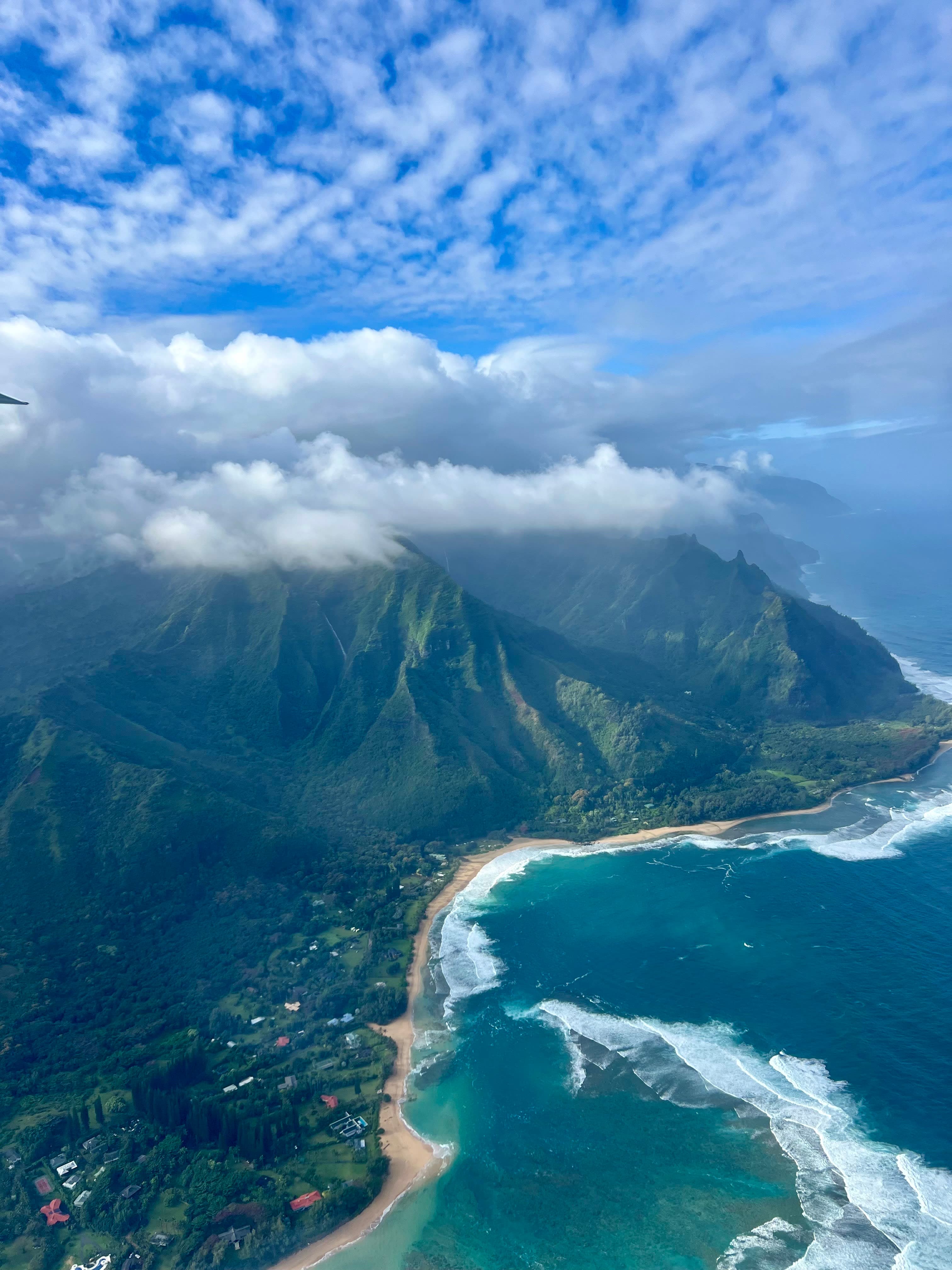 A beautiful view of mountains and a coastline
