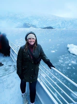 Standing on a boat in freezing weather