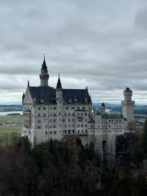 View of Neuschwanstein Castle on a cloudy day
