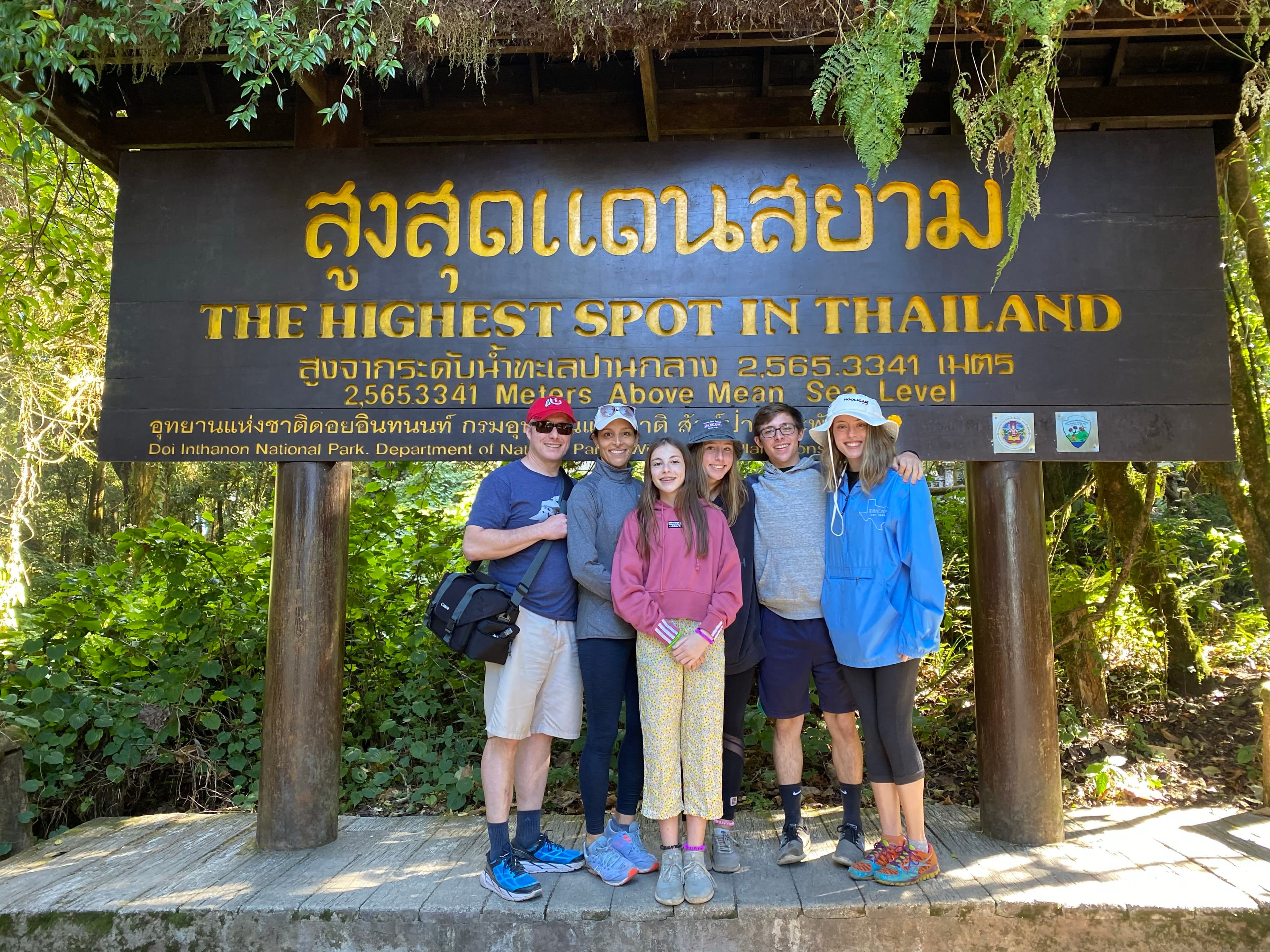 Group photo of Stephnaie at highest spot in Thailand.