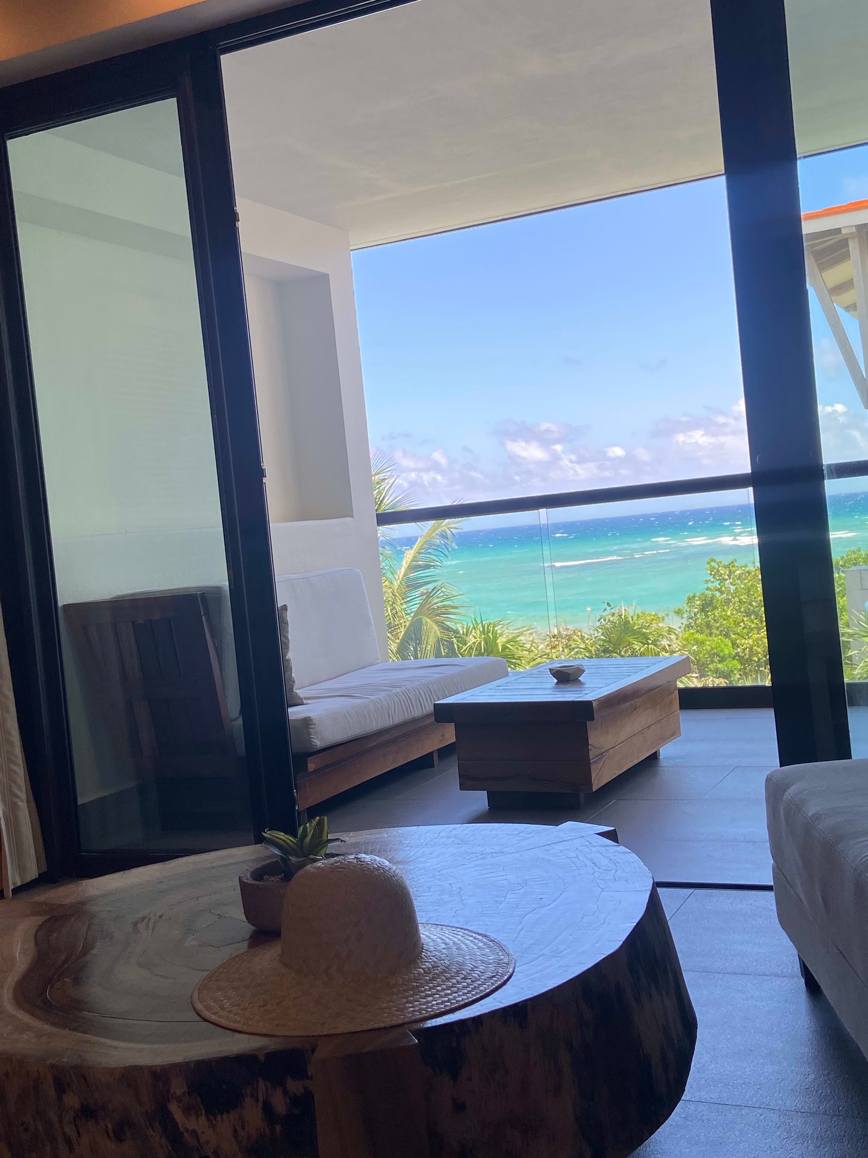 View of sea from window