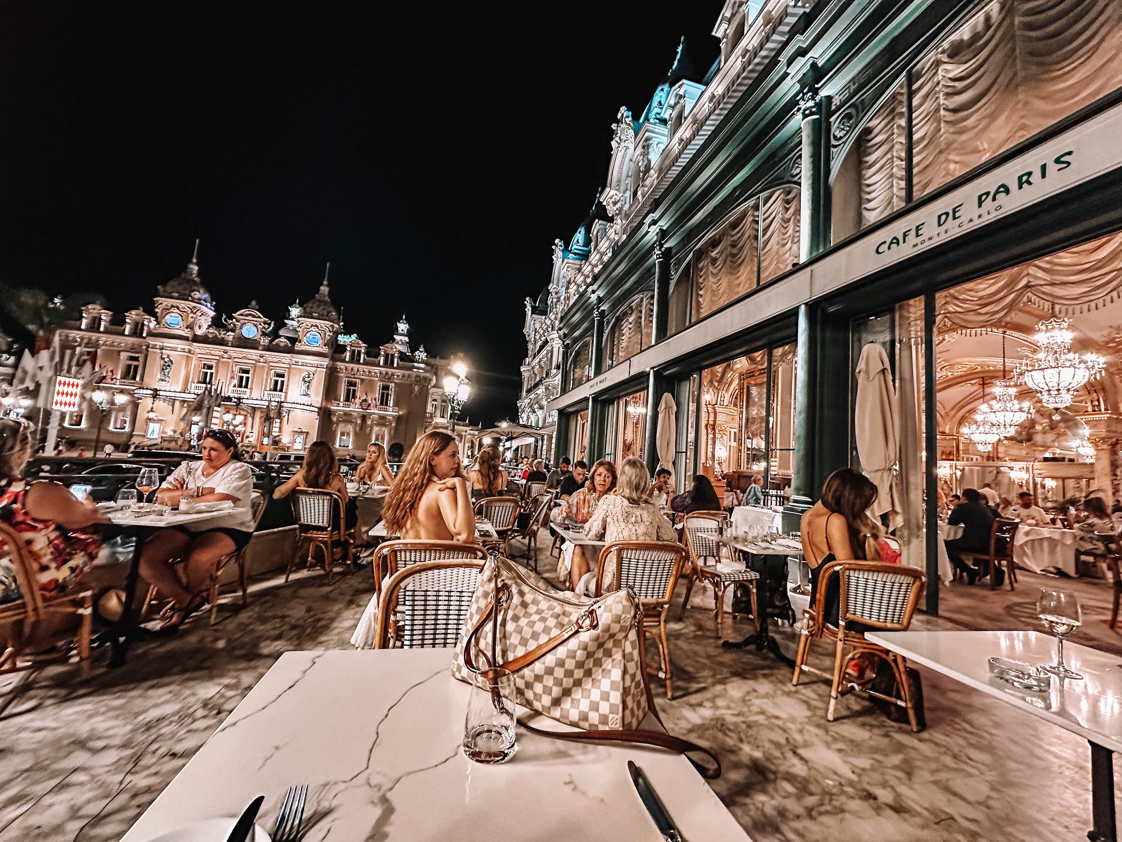 View of Cafe De Paris at night