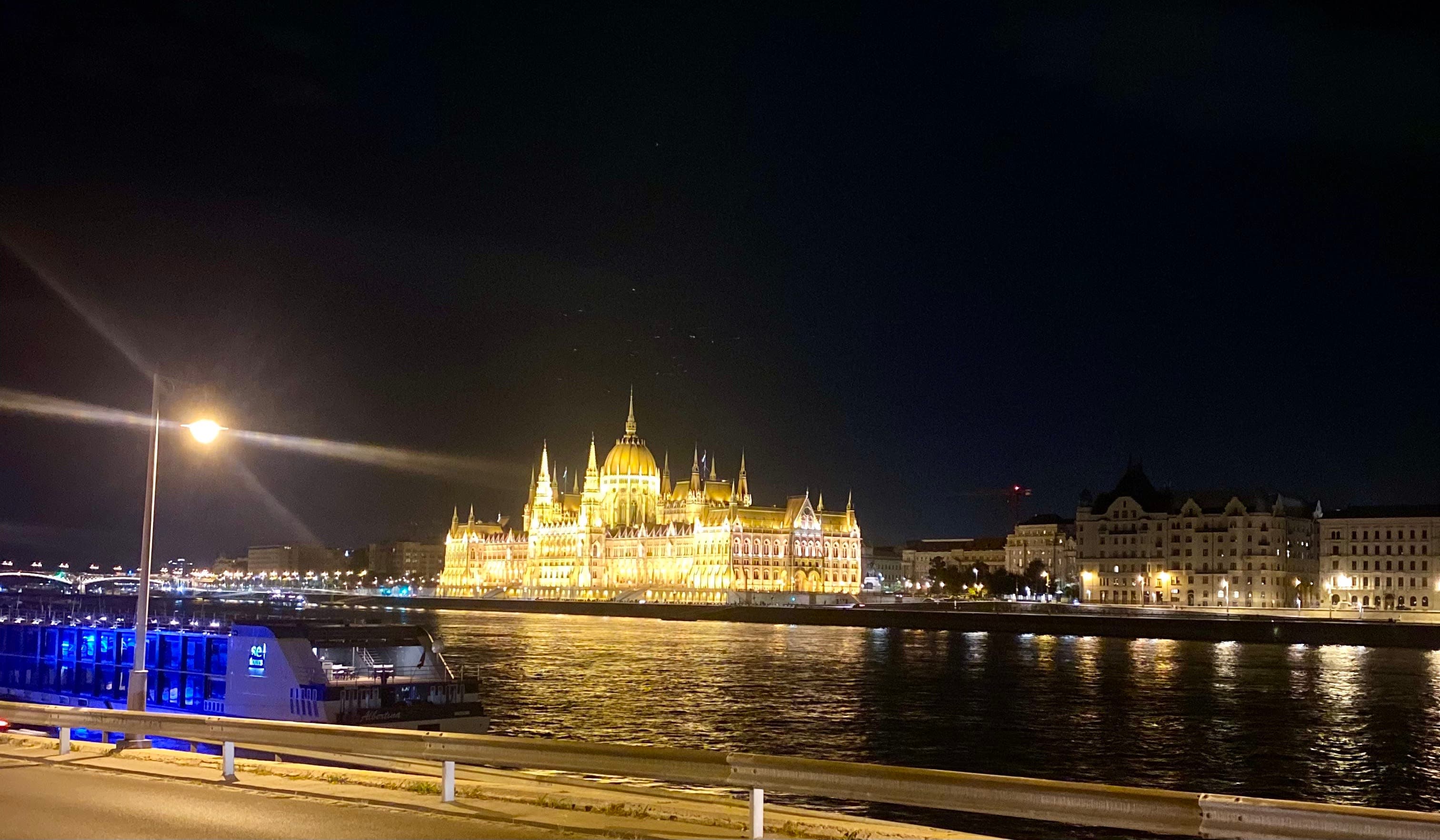 Night view of the Hungarian Parliament Building