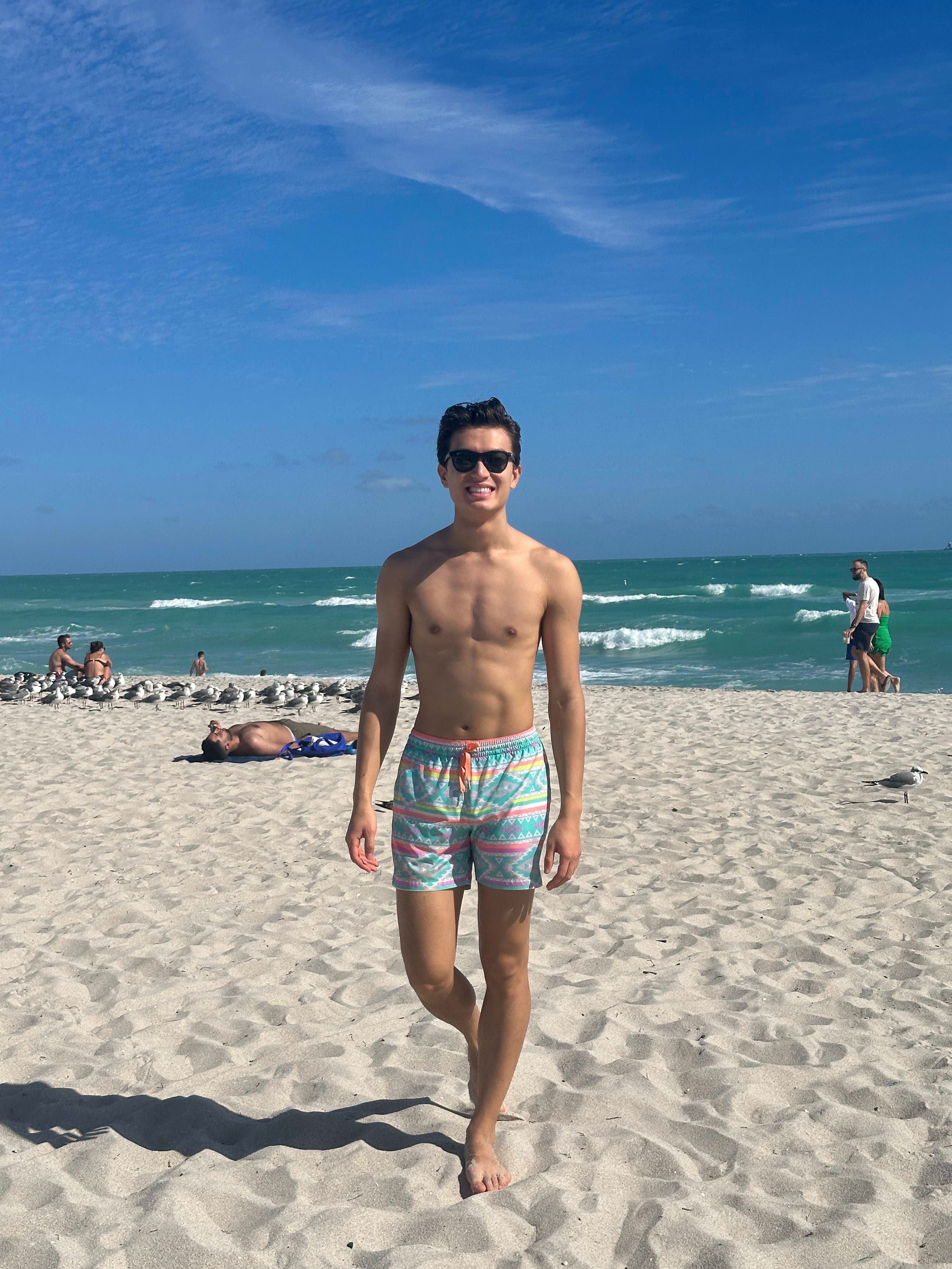 Posing for a photo on the beach