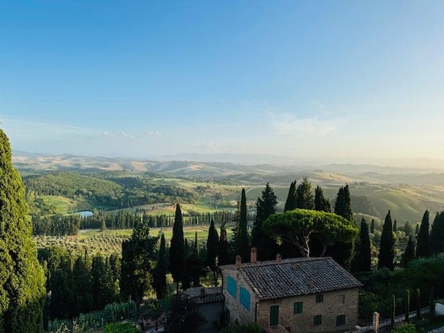 Beautiful view of the sunny Italian countryside