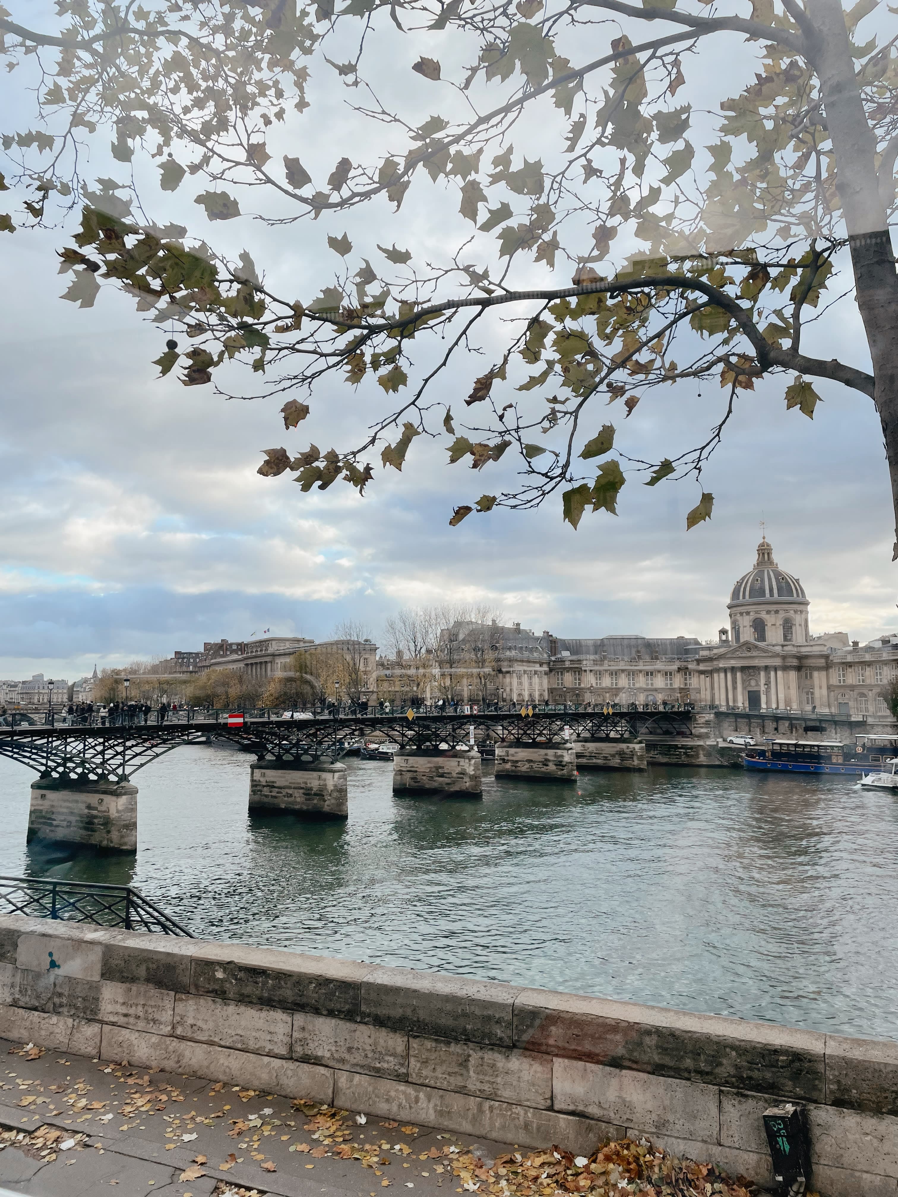 View of Pont des Arts bridge on a cloudy day