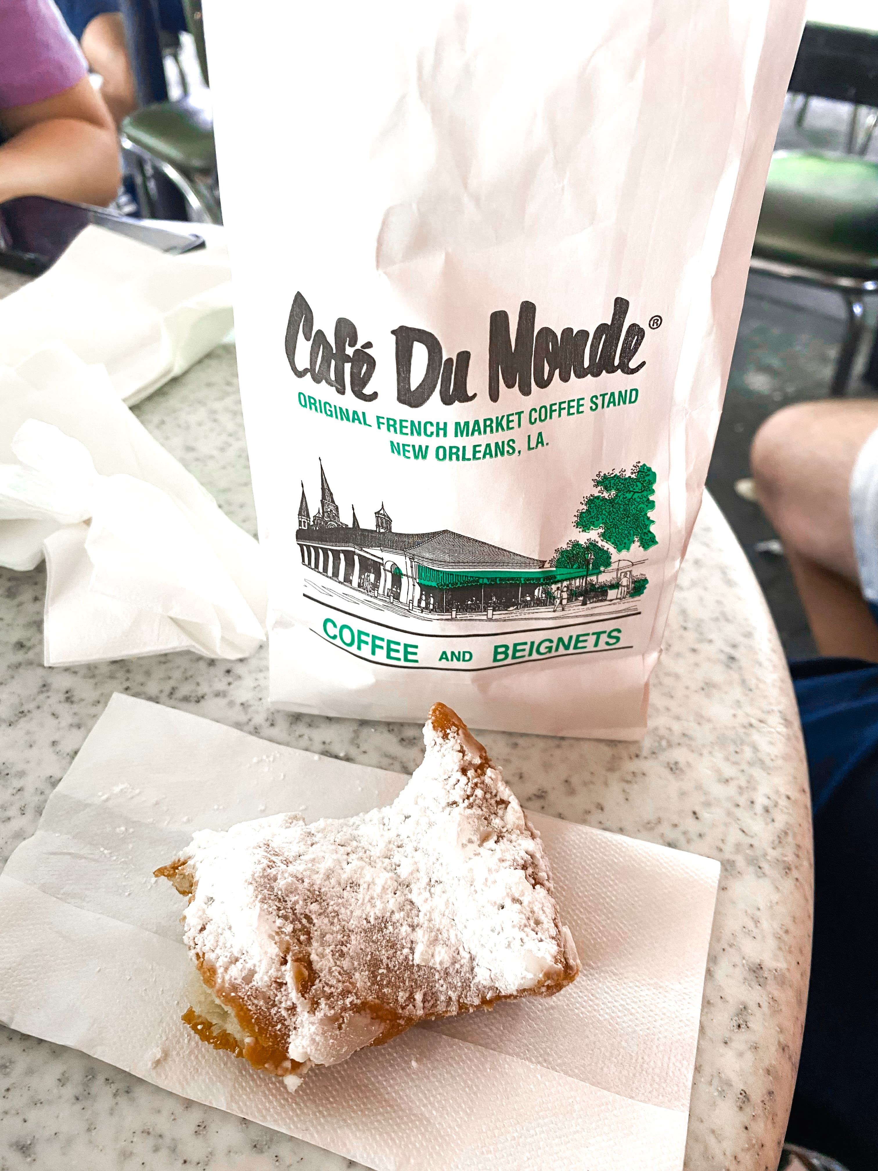 Hot beignets at Cafe Du Monde