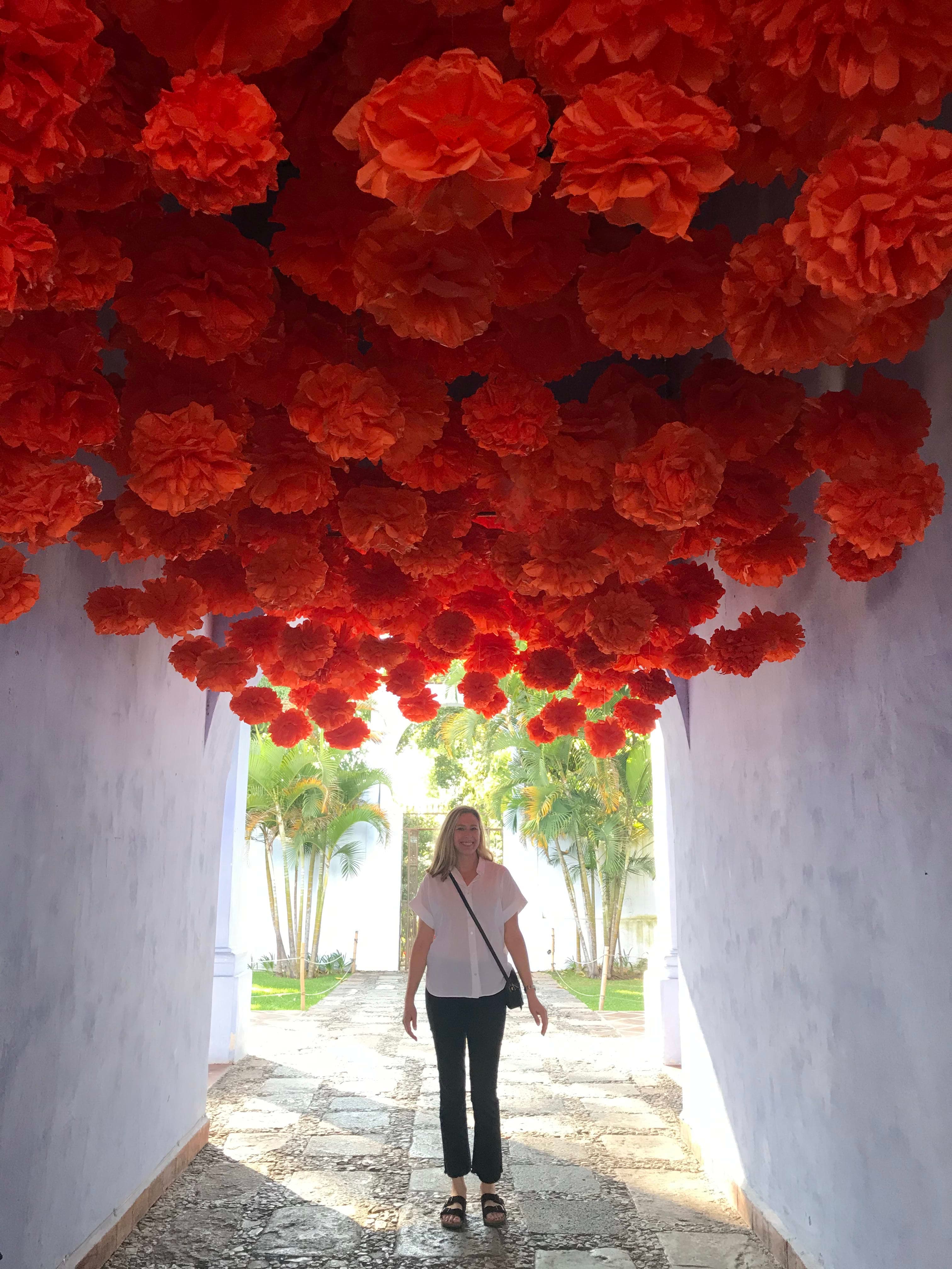 Beautiful flower decoration on the ceiling