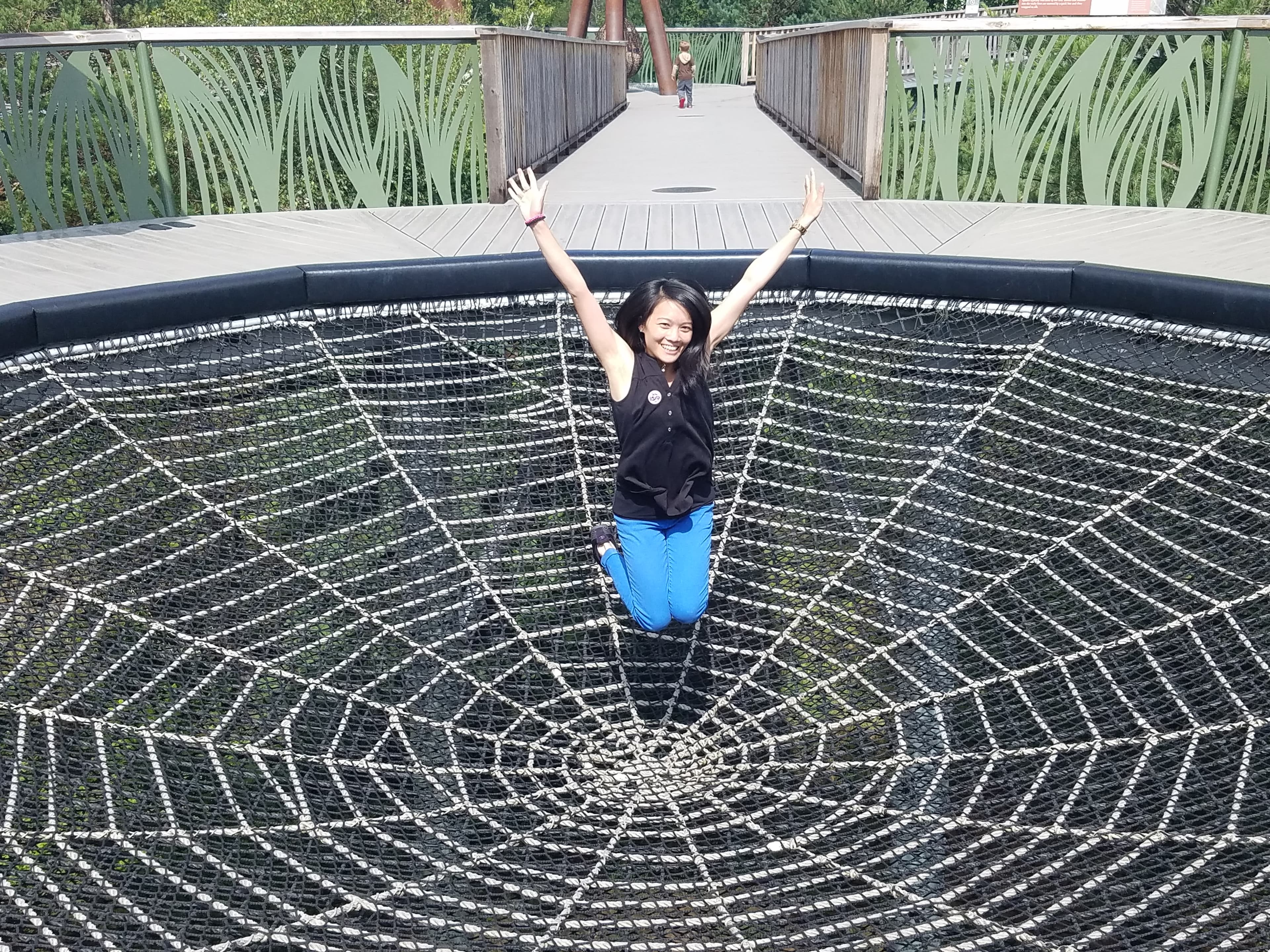 Picture of Kimberly jumping on Spider Web Trampoline